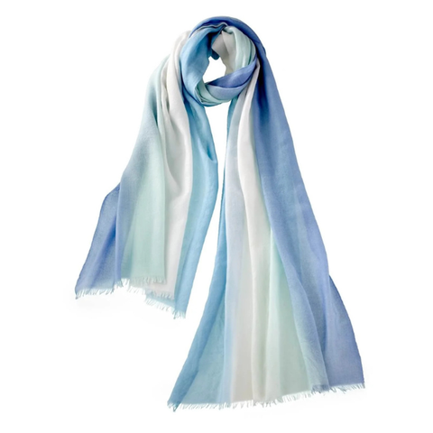 Ombre Featherweight Cashmere Scarf in Placid/Blue Mint