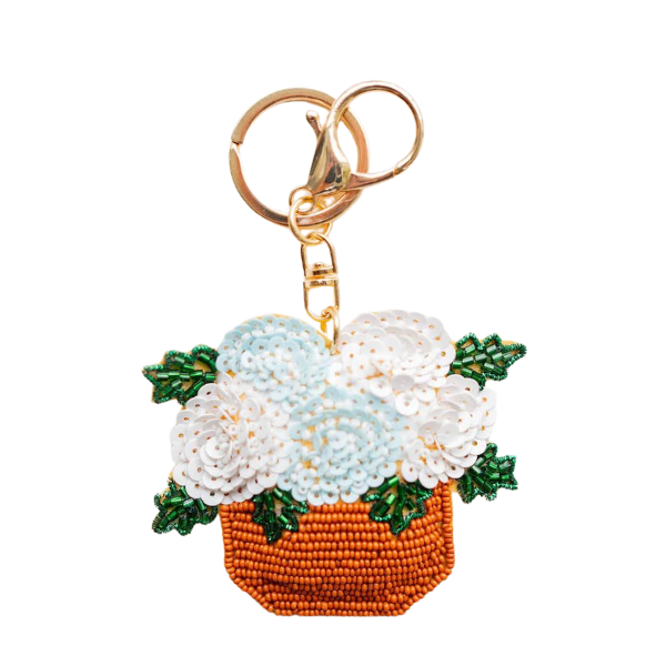 Hand Beaded Hydrangea Bag Charm