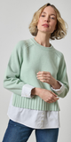 Mixed Media Crewneck in Mint