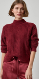 Relaxed Cable Knit Sweater in Port