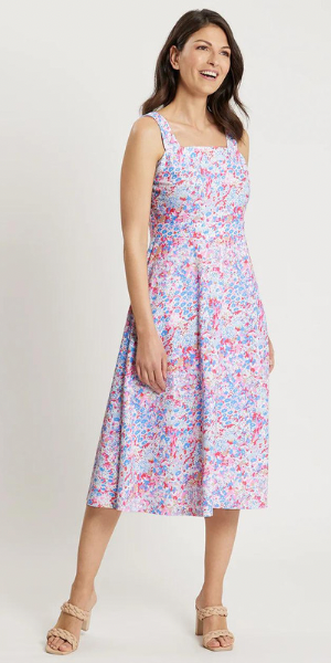 Kaia Dress in Watercolor Floral Periwinkle