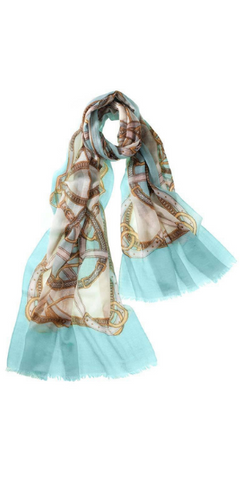 Cinta Featherweight Cashmere Scarf in Aqua/Blush