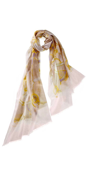 Cinta Featherweight Cashmere Scarf in Blossom/Camel