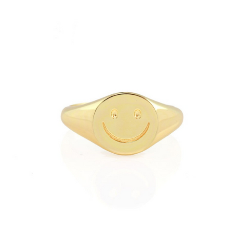 Happy Signet Ring in Gold