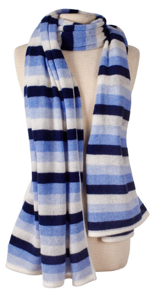 Striped Cashmere Wrap in Blue