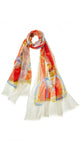 Cinta Featherweight Cashmere Scarf in Ivory/Coral