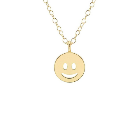 Happy Face Necklace in Gold