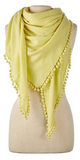 Cashmere Pom Pom Triangle Wrap in Lemon