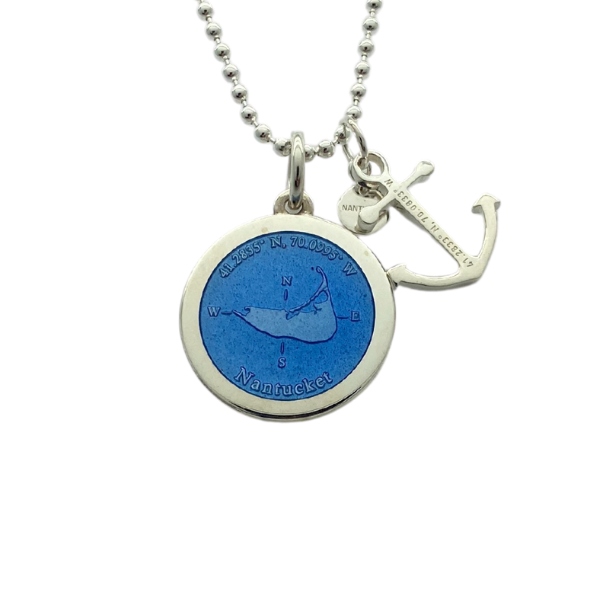 Medium Colby Davis Silver Nantucket Necklace in French Blue