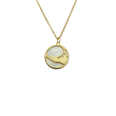 Small Gold Island Necklace with Mother of Pearl Back