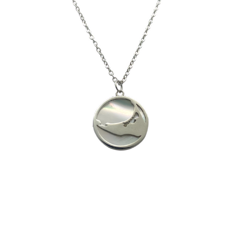 Small Silver Island Necklace with Mother of Pearl Back