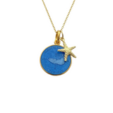 Small Colby Davis Gold Nantucket Island Necklace in French Blue
