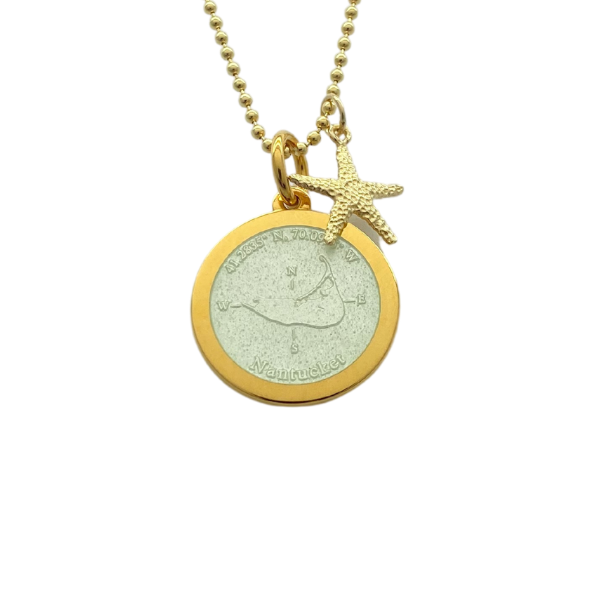 Medium Colby Davis Gold Nantucket Necklace in White