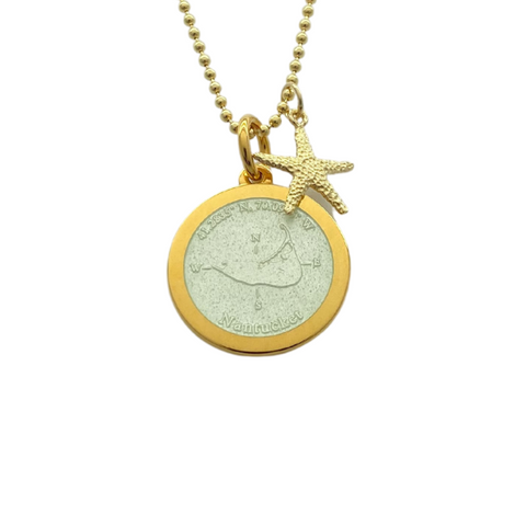 Medium Colby Davis Gold Nantucket Necklace in White