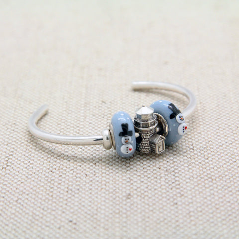 Cuff Bracelet with Brant Point Lighthouse Charm Bead