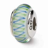 Blue and Green Argyle Glass Bead