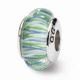 Blue and Green Striped Glass Bead