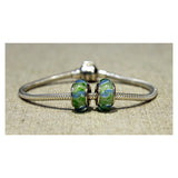 Blue and Green Swirl Glass Bead