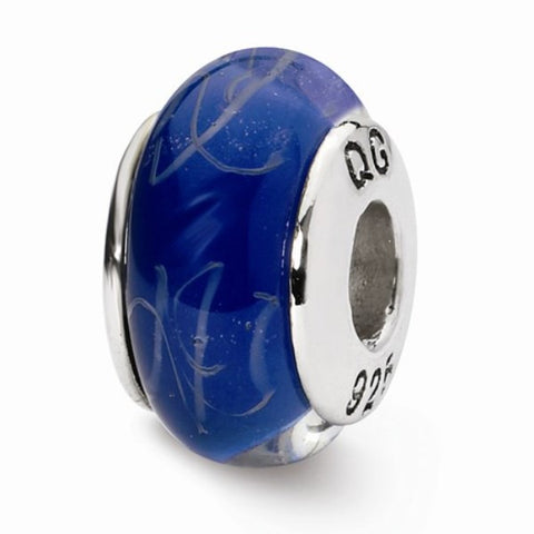 Blue Symbol Glass Bead
