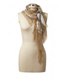 Cinta Featherweight Cashmere Scarf in Camel/Ivory