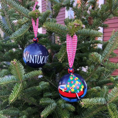 Christmas Dory Boat Nantucket Island Ornament