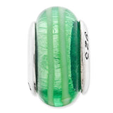 Green Stripe Glass Bead