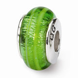 Green Stripe Glass Bead