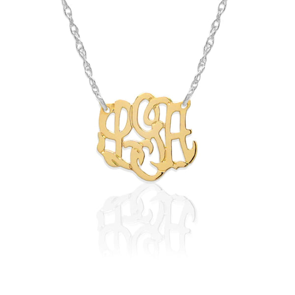 Two-Tone Mini Swirly Monogram Necklace by Jane Basch