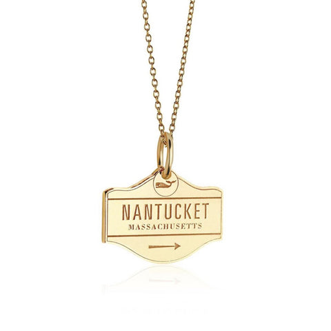 Nantucket Street Sign Charm in Gold Vermeil by Jet Set Candy