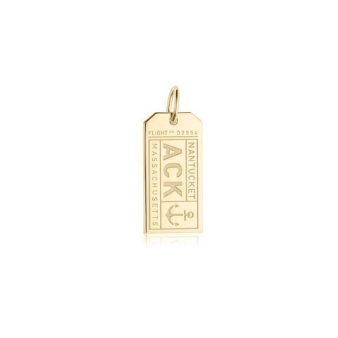 Nantucket Luggage Tag Bracelet Charm in Gold Vermeil