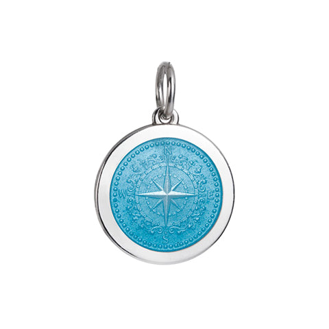 Medium Colby Davis Compass Charm in Light Blue