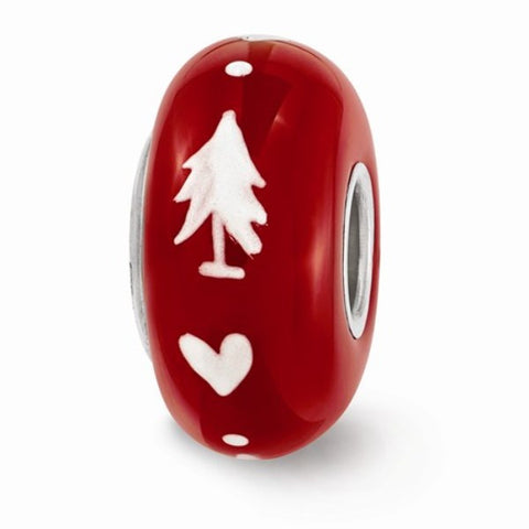 Red Christmas Tree Glass Bead