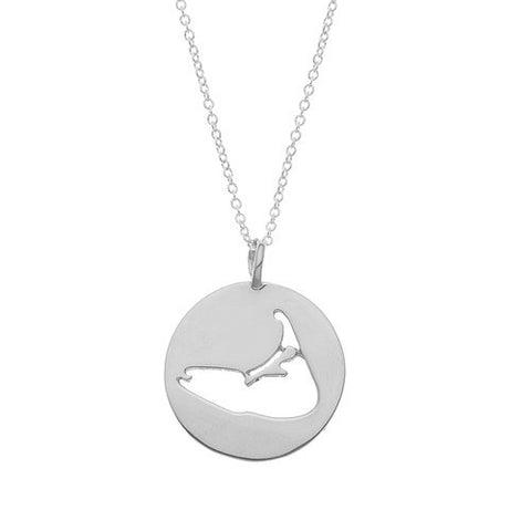 Nantucket Island Cut-Out Necklace in Silver