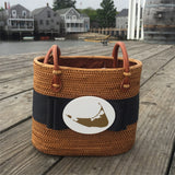 Nantucket Medium Oval Basket with Black Ribbon