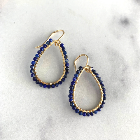 Large Isabella Teardrops in Lapis