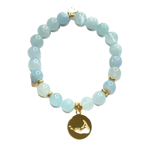 Blue Aquamarine Island Cut Out StACKed Bracelet in Gold