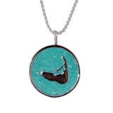 Large Enamel Island Charm Necklace in Pearlized Aqua