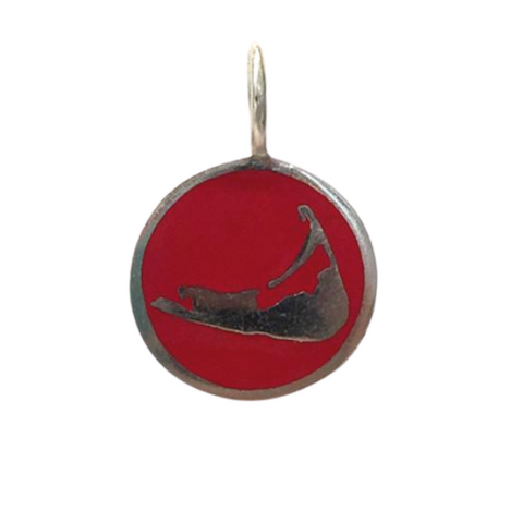 Small Enamel Nantucket Island Charm in Red