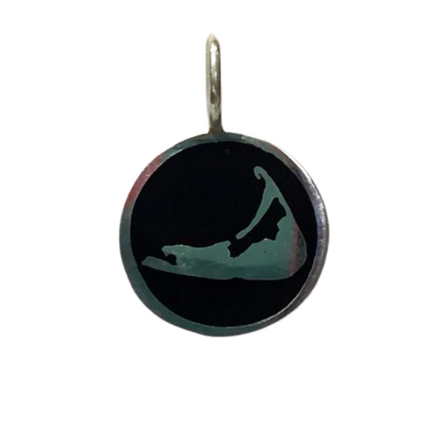 Small Enamel Nantucket Island Charm in Black