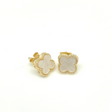 Small Gold Mother of Pearl Quatrefoil Stud Earrings