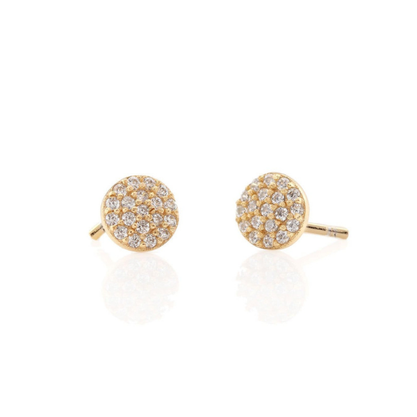 Round Pave Studs in Gold