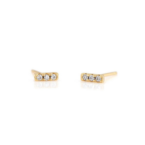 Crystal Dash Pave Studs in Gold