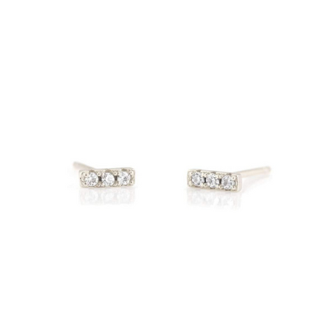 Crystal Dash Pave Studs in Silver