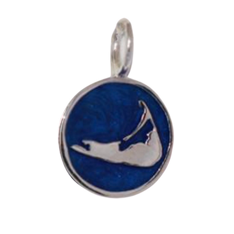 Small Enamel Nantucket Island Charm in Pearlized Navy