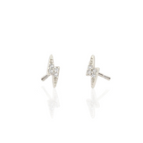 Lightning Bolt Pave Studs in Silver