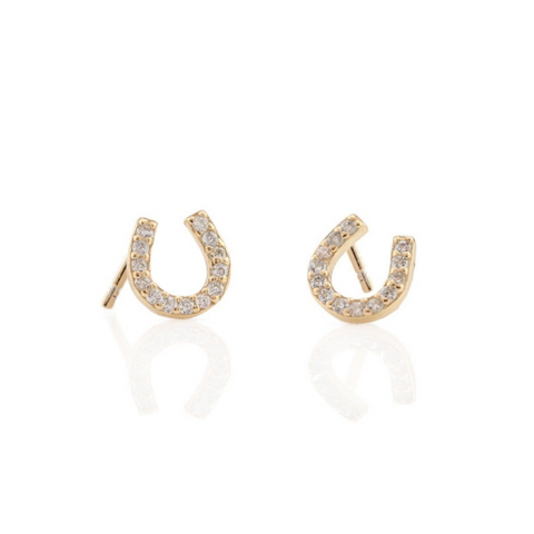 Horseshoe Pave Studs in Gold