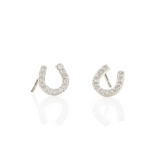 Horseshoe Pave Studs in Silver