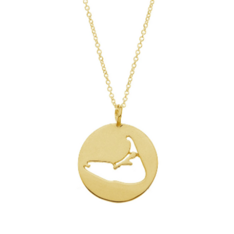 Nantucket Island Cut-Out Necklace in Gold