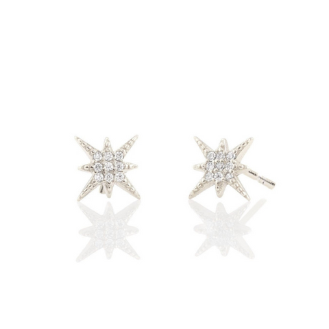 Starburst Pave Studs in Silver