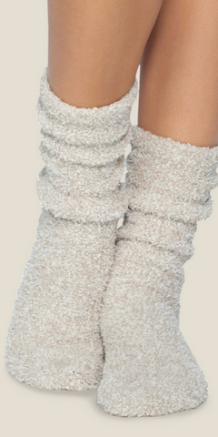 Barefoot Dreams Heathered Socks in Stone